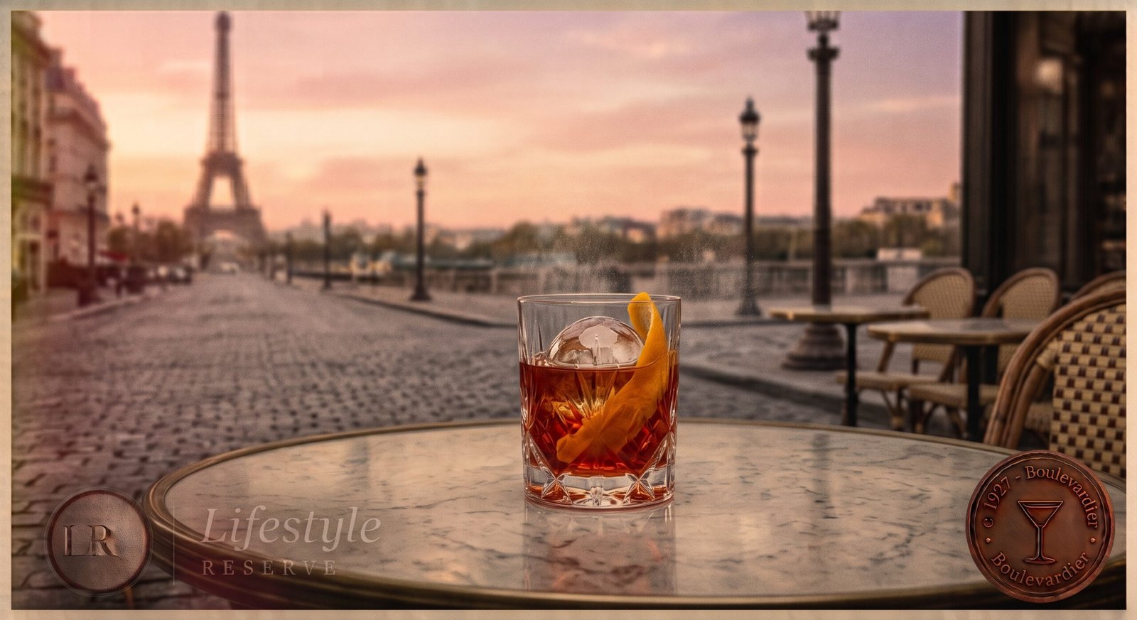 Capa de Boulevardier — imagem editorial do coquetel