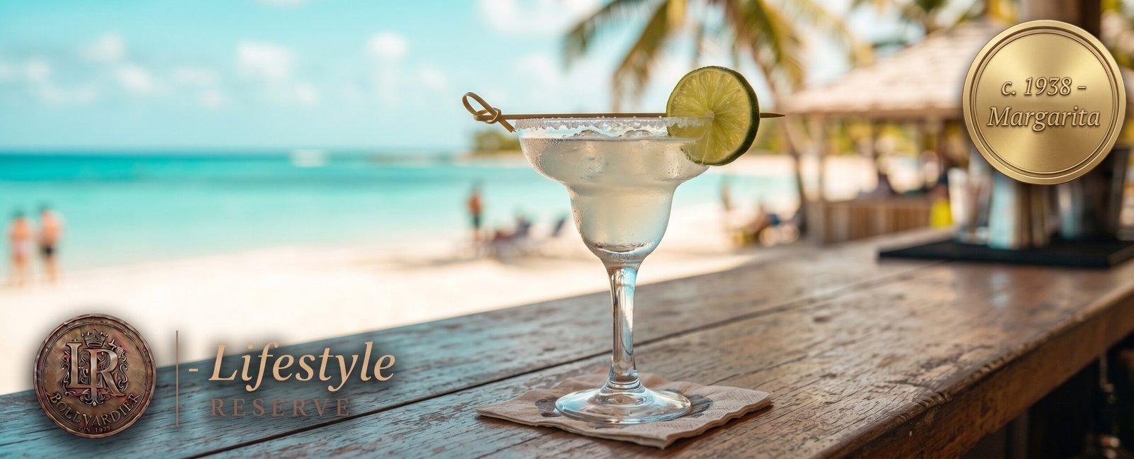 Taça de Margarita com borda de sal e limão sobre mesa de pedra no Lifestyle Reserve