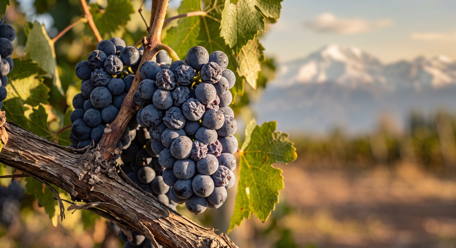 Cachos de Uva Malbec em Vinhedos de Altitude em Mendoza Argentina